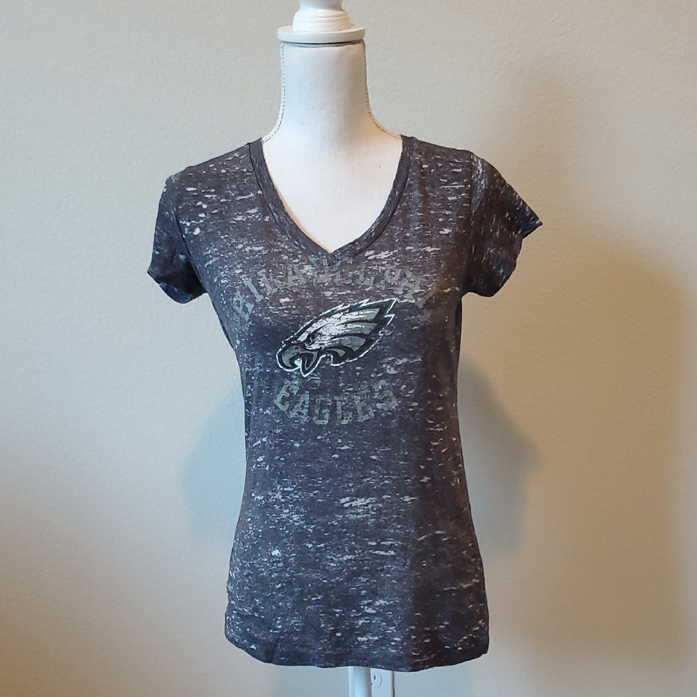 (3 For $20) NFL Women's Philadelphia Eagles  V-Neck Tee - Charcoal